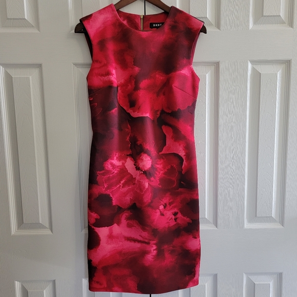 DKNY Sleevless Floral Fuchsia Sheath Dress Women's Size 4 - Picture 9 of 14